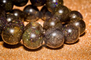 Round beaded bracelet made of natural black opal stone.