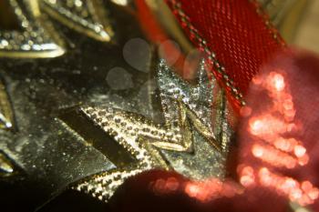 Macro photo of Christmas decorations, colorful holiday background .