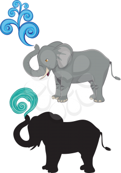 Big grey elephant, cute cartoon character design.