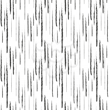 Abstract black ink grunge lines on white seamless pattern