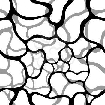 Abstract black ink on white seamless pattern