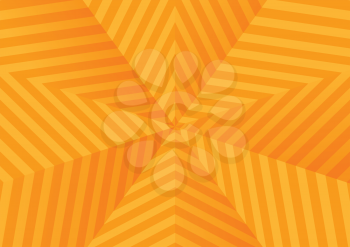A lot of abstract bright orange stars, striped background