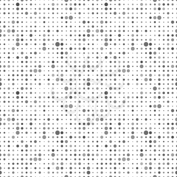 A lot of different gray dots on white, abstract seamless pattern