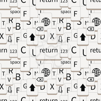 A lot of smartphone keyboard white buttons, seamless pattern