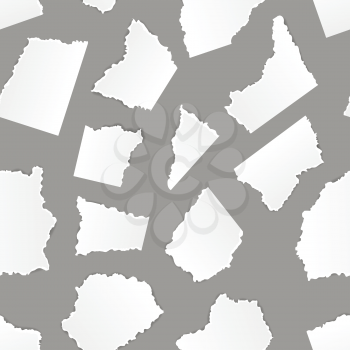 A lot of white torn paper pieces on grey background, seamless pattern