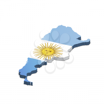 Argentina country 3d silhouette with flag isolated on white