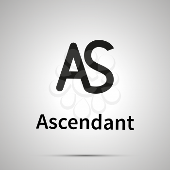 Ascendant astronomical sign, simple black icon with shadow on gray