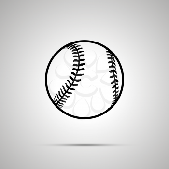 Baseball ball simple black icon with shadow