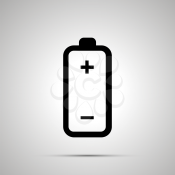 Modern battery simple black icon with shadow