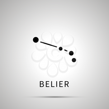 Belier constellation simple black icon with shadow