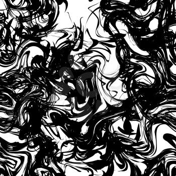 Black ink splash on white background, seamless pattern