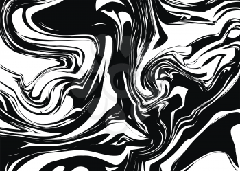 Black ink splash with swirls on white, abstract background