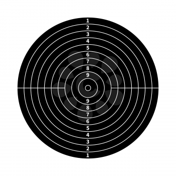 Black score target for shooting practice isolated on white