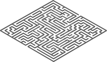 Black square labyrinth in isometric view isolated on white