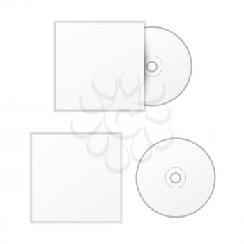 Blank white compact disk with cover mock up template isolated on white