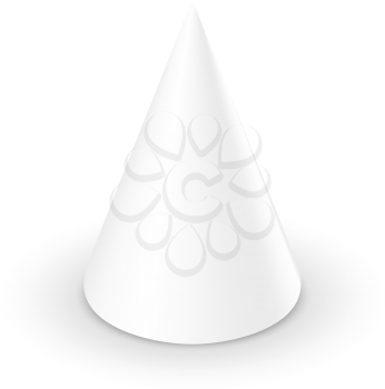 Blank white cone on white background. 3d template