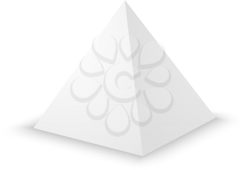 Blank white pyramid on white background. 3d template.