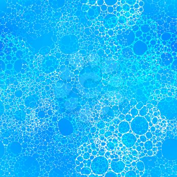 Blue soap bubbles and white foam, seamless pattern