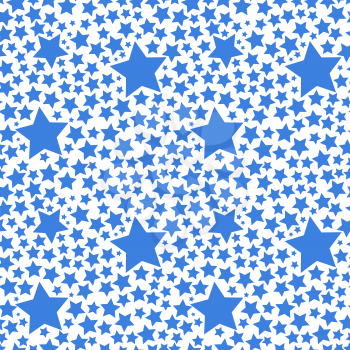Blue stars on white background, seamless pattern