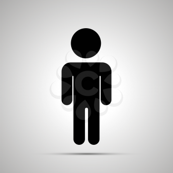 Boy silhouette, simple black child icon with shadow