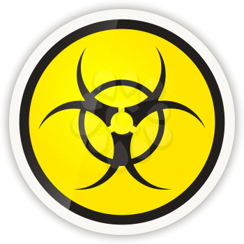 Bright biohazard modern icon with shadow isolated on white