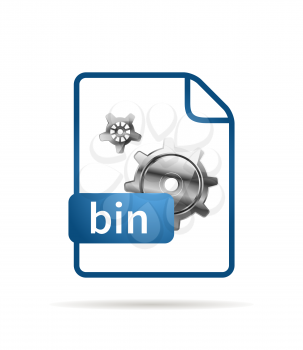 Bright blue file icon with BIN extension isolated on white