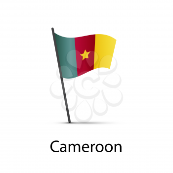 Cameroon flag on pole, infographic element isolated on white