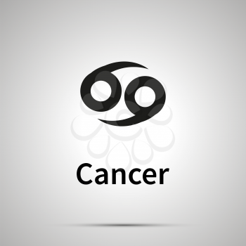 Cancer astronomical sign, simple black icon with shadow on gray