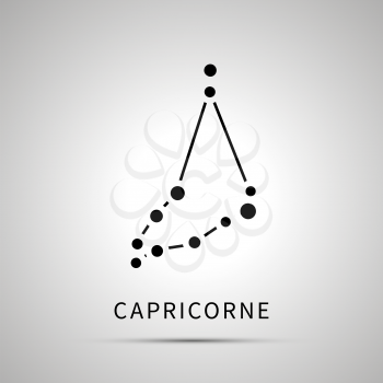 Capricorne constellation simple black icon with shadow