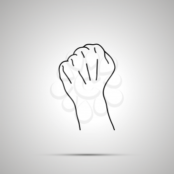 Cartoon hand in fist gesture, simple outline icon