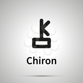 Chiron astronomical sign, simple black icon with shadow on gray