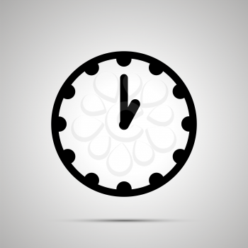 Clock face showing 1-00, simple black icon isolated on white