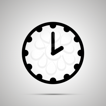 Clock face showing 2-00, simple black icon isolated on white