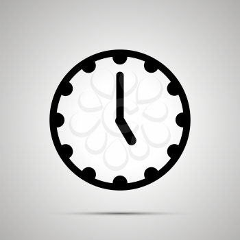 Clock face showing 5-00, simple black icon isolated on white