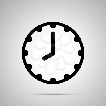 Clock face showing 8-00, simple black icon isolated on white