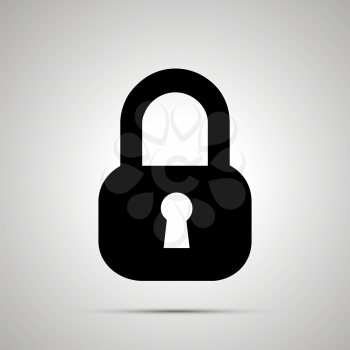 Closed lock silhouette, simple black icon with shadow