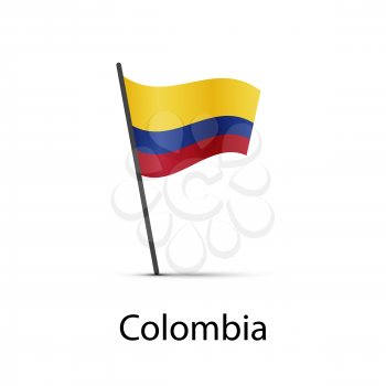 Colombia flag on pole, infographic element isolated on white