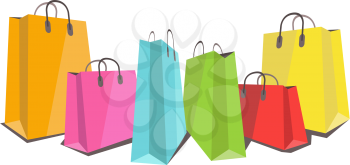 Colorful shopping bags flat illustration isolated on white