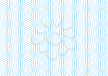 Cyan isometric grid with vertical guideline on horizontal a4 sheet size