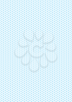 Cyan color isometric grid with vertical guideline on vertical a4 sheet size