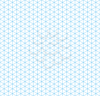 Cyan isometric grid with vertical guideline on white, seamless pattern