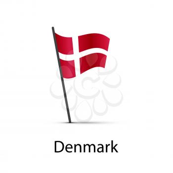 Denmark flag on pole, infographic element isolated on white