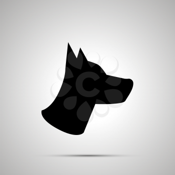 Dog head silhouette, simple black icon with shadow