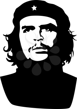 Ernesto Che Guevara black silhouette isolated on white