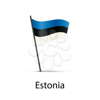 Estonia flag on pole, infographic element isolated on white