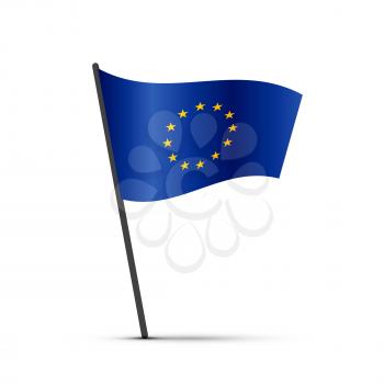 European union flag on pole, infographic element isolated on white