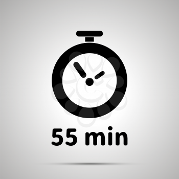 Fifty five minutes timer simple black icon with shadow