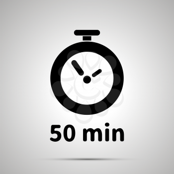 Fifty minutes timer simple black icon with shadow on gray