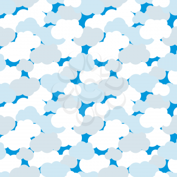 Flat clouds in blue sky seamless pattern