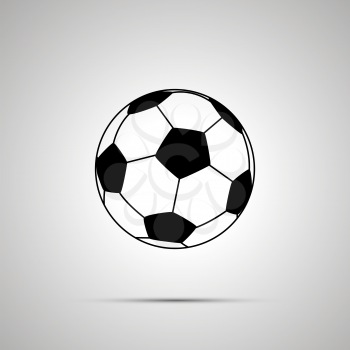Football ball simple black icon with shadow